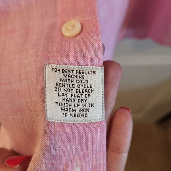 Peter Millar Men's Pink Linen Button Front Shirt Size Large - Picture 6 of 6
